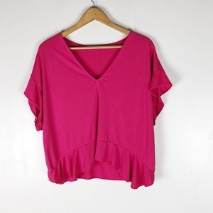 Zara Pink Ruffle Hem Blouse Sz M